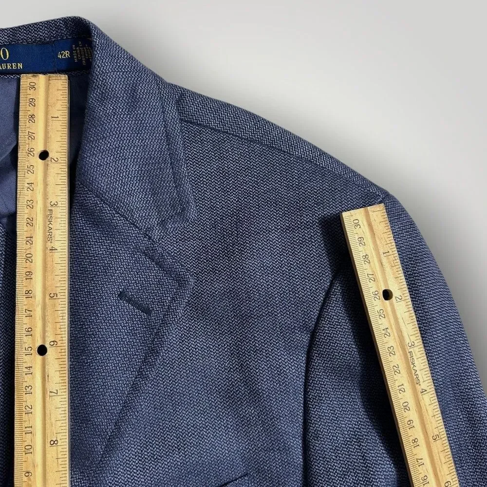 POLO RALPH LAUREN Mens Blazer Sport Coat 3-Button Jacket 42R Linen/WooViscose